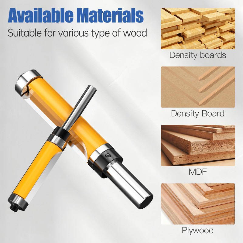 HUHAO Top and Bottom Bearing Flush Trim Router Bits Set