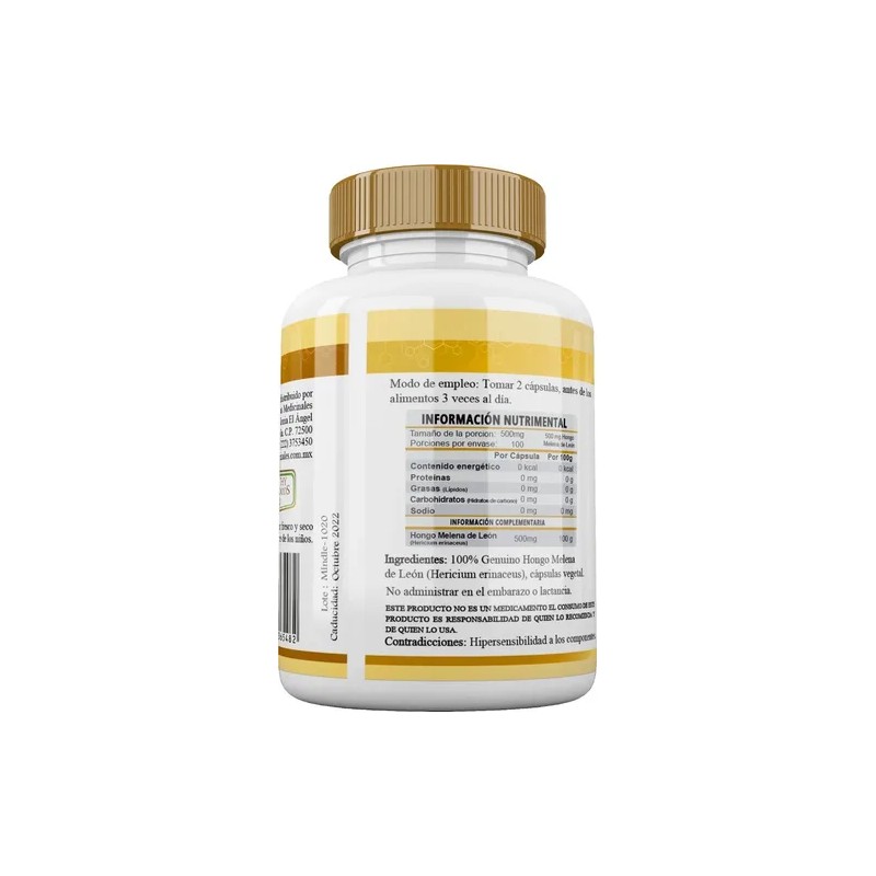 Hongo Melena De León (lions Mane)orgánic 100 Capsulas 500mg