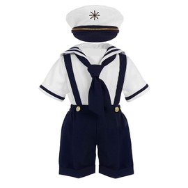 iGirlDress Baby Toddler Boys Nautical Sailor Outfit Short Suit 4 Piece Set 18mos Navy