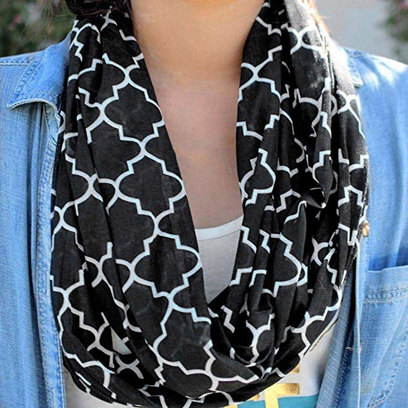 iPobie Pocket Scarf Infinity Scarf with Hidden Zipper Pocket Travel