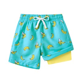 westwolf Boys Swim Trunks Size 10-12 Compression Liner Banana Swim Shorts Bathing Suit with Boxer Brief Board Shorts Quick Dry Swimming Set
