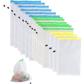 Bolsas de Tela Malla,Organizador de Verduras y Frutas,Bolsas para Supermercado Gran Capacidad,Bolsas para Mandado Ligera y Transpirable, Bolsas Reutilizables 12 PCS
