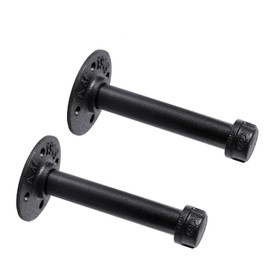 3/4" Industrial Black Iron Pipe Shelf Brackets, Rustic Wall Mounted DIY Shelving Brackets Hanging Custom Pipe Brackets for Floating Shelves (6 Inch, 2)