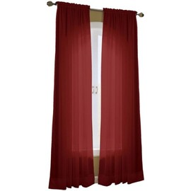No. 918 Emily 59 by 63-Inch Sheer Voile Curtain Panel, Burgundy