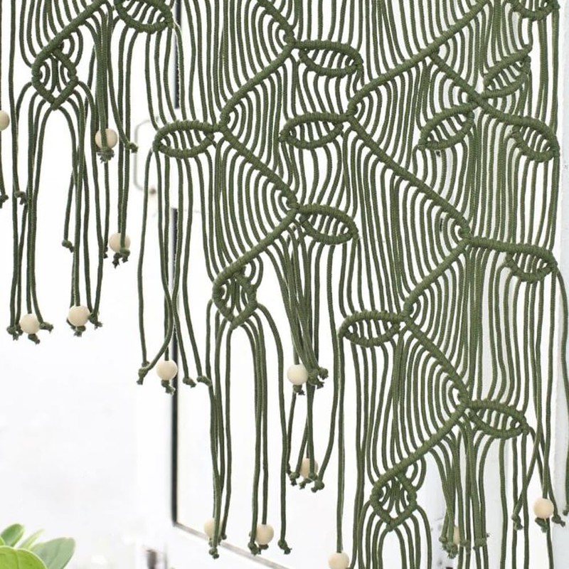 M MANUAL Macrame Valance Curtain for Kichen Windows 33.46x37.4Inch Farmhouse