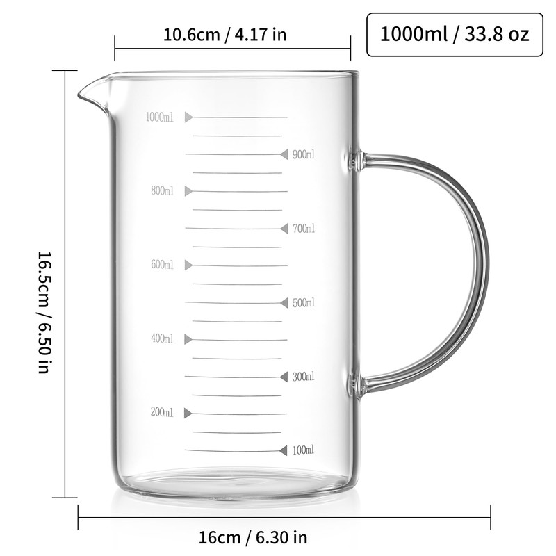Unbreakable Glass Measuring Cup with V-Shaped Spout and Handle -