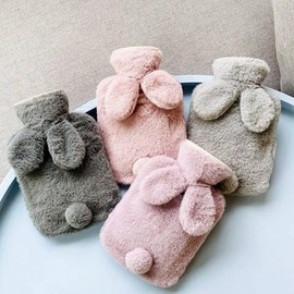 Rabbit Microfiber Cover Warm Water Bottle Hot Pack for Bedding Hot Pack Pink-1L