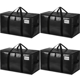 BAGAIL Heavy Duty Moving Bags with Strong Handle, Extra Large Moving Boxes, Storage Tote for Clothes, College Moving Supplies(Black, 4 Pack)