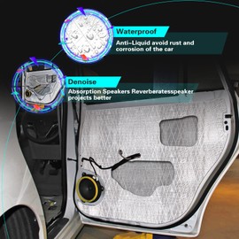 197 mil 17.4 Sqft Sound Deadener for Car, 5mm Thick Sound Deadening Mat Materials Can be Better with Audio Noise Insulation and Vibration Dampening 9.8″x 15.7″(16-Piece)