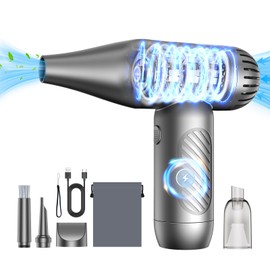 TyNox Electric Air Duster Kit, 3 Gears and Turbo Mode Dual Purpose Compressed Air Duster, Mini Vacuum Cleaner for Computer, Car, Keyboard and Home & Outdoor Dust Cleaning