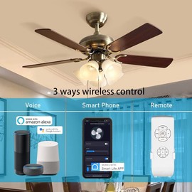 53T Smart Wi-Fi Ceiling Fan Remote Control Kit, 3 Fan Speed & Light Dimmer,Compatible with Alexa & Google Home Smart Life APP