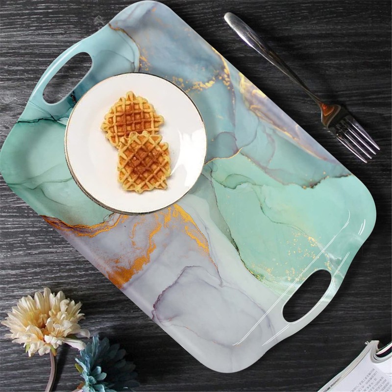 Serving Tray Decorative Tray with Handles Multi-Purpose Rectangular Serving Trays