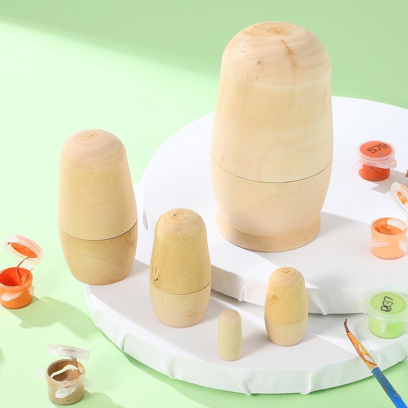JOINPAYA Wooden Unpainted Nesting Dolls: Blank Nesting Dolls DIY Russian