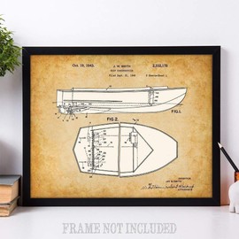 Vintage 1943 Chris-Craft Boat - 11x14 Unframed Patent Print - Makes a Great Cabin, Lake House or Beach House Decor and Gift Under $15 for Boat Owners and Sailing Enthusiasts