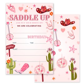 KGHYT Cowgirl Saddle Up Birthday Invitations 20 Cards With Envelopes,Birthday Party Invitations Birthday Party Supplies.(034)