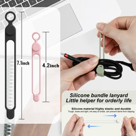 Nearockle Silicone Cable Ties Cord Organizer for Cable Management, 24PCS 4.2" and 7.1" Reusable Cable Organizer Electronic Accessories for Home, Office, Kitchen, School, Travel (4 Colors)