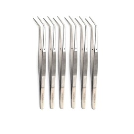 College Cotton Pliers Set of 6 with Angled Serrated Beak For Professional & Personal Use Surgical Dental Forceps With Grooved Handle Surface - Made of Stainless Steel for Oral Care with Precision Tips