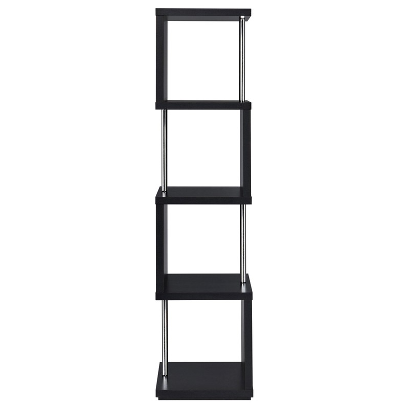 Coaster Home Furnishings Baxter 67-inch 4-Shelf Bookshelf Black and Chrome