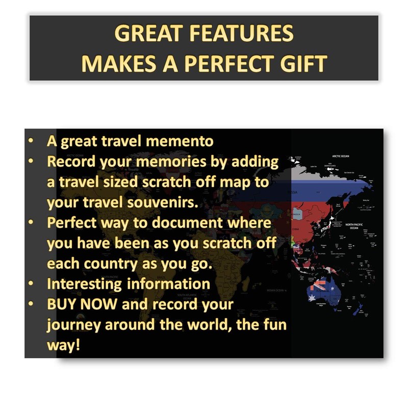 Global Walkabout Scratch Off Map with Flags background – Deluxe