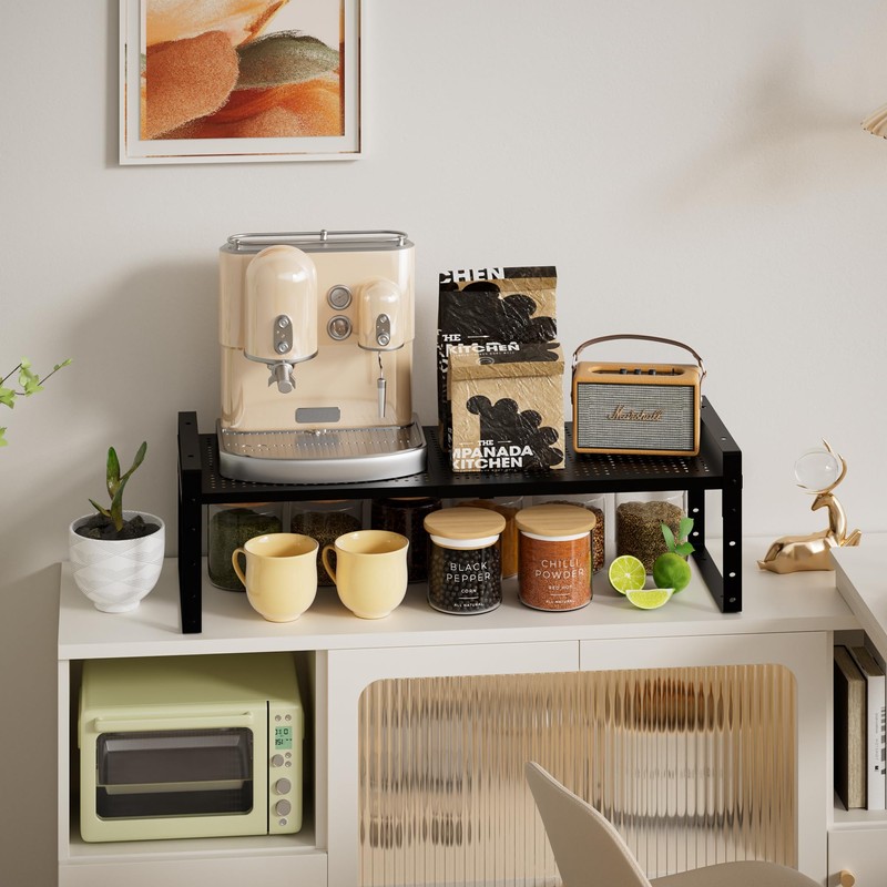 Wobmmi Expandable,Adjustable & Stackable Spice Rack, Cabinet Kitchen Countertop Shelf