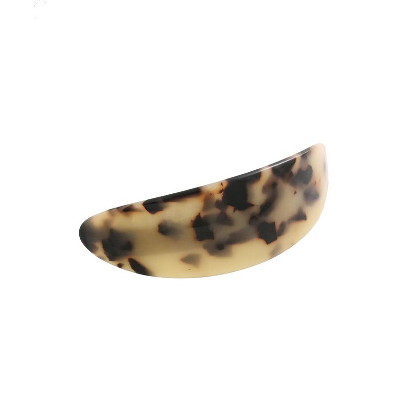 VINGTAINE H7573-BE- Tortoise Shell Style Barrette, Wide Oval Hair Clip,