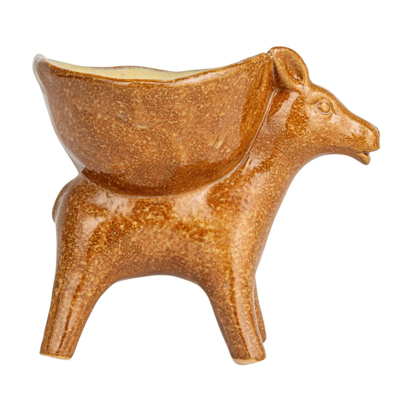 Creative Co-Op Rustic Stoneware Donkey Bowl, Brown