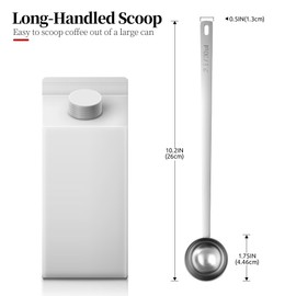 Luxiwise Long Handle Coffee Scoop, 18/8 Stainless Steel Food Grade Measuring Spoon Durable for Coffee Beans Powders Sugar, 10.2in Long Metal Scoop Tablespoon for Easy Container Reach (2tbsp/ 30ml)
