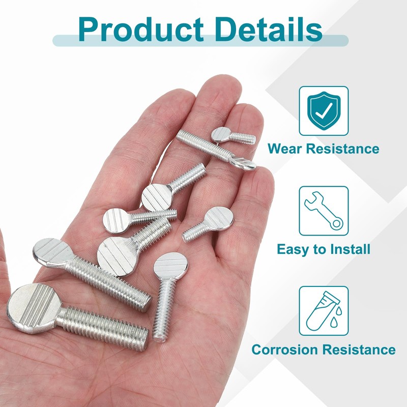 sourcing map 25 Pcs 1/4-20x25mm Thumb Screws, Solid Iron Spade