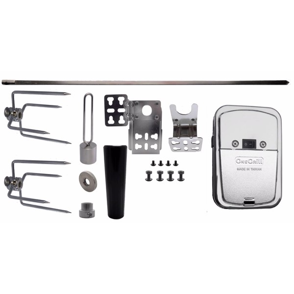OneGrill Universal Grill Rotisserie Kit - 32” x 5/16” w/Chrome
