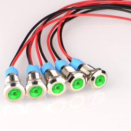 KILIGEN 5pcs 8mm 110V-220V AC LED Metal Indicator Light Waterproof Signal Lamp (Green)