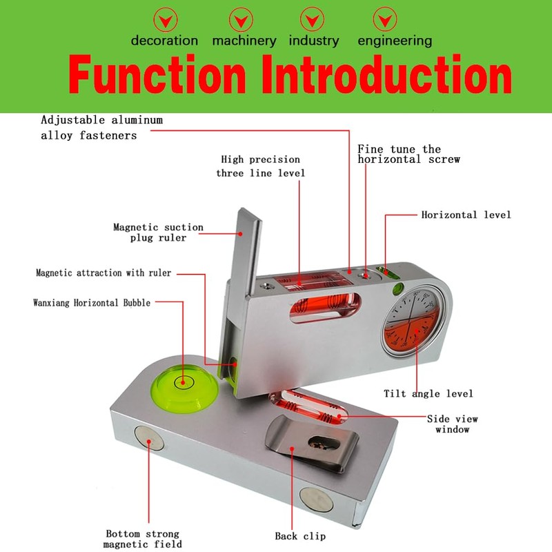 High precision solid aluminum alloy small level ruler for tilt