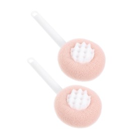 PACKOVE 2pcs Long Handle Shower Back Brush with Soft Sponge Exfoliating Body Scrubber for Men and Women Comfortable Grip Bathing Accessories for Full Body Cleanse Pink