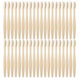 Paquete de 35 cepillos de dientes de bambú, cerdas de cepillo de dientes de alta calidad para una mejor limpieza, 100% libre de BPA, sin plástico, vegano, respetuoso con el medio ambiente, reciclable, biodegradable (Blanco)