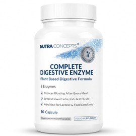 Complete Digestive Enzyme - 90 Vegan Capsules - Reduces Bloating & Supports Digestion of Carbs, Fats & Proteins - Plant Based Digestive Formula with 8 Enzymes - Supports Gut Health