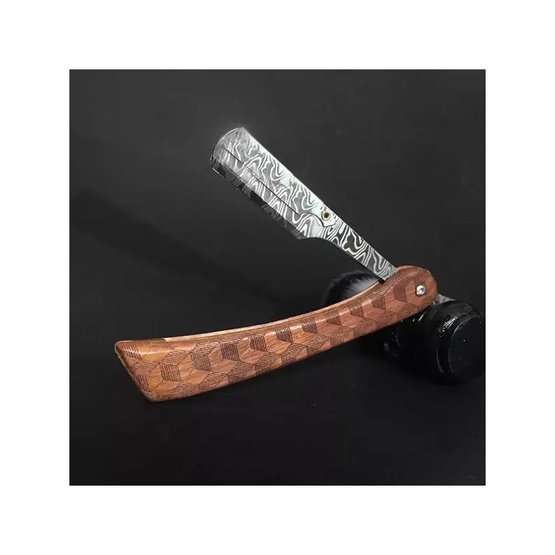 Tan Wood 탠 우드 핸들 블레이드 면도기 전문 이발사 눈썹