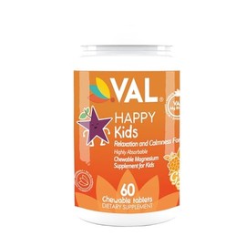 VAL Magnesium for Kids | High-Absorption Magnesium for Calm, Relaxation & Focus | Mg Glycinate, Citrate & Taurate | with Vitamin B6, D & C | Sugar-Free, Non-GMO | 60 Chewable Tablets