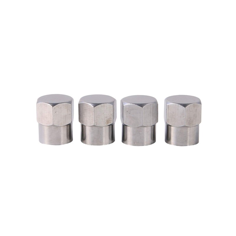 RockTrix - 4 Pieces - Silver Brass Valve Stem Caps