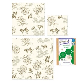 beeskin Set of 3 Beeswax Cloths Multi (Flower)