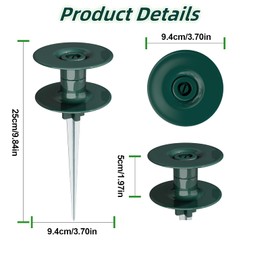 FONTOI 10 Inch Hose Guide Stakes, Durable Rust Free Zink Hose Guides for Garden, Heavy Duty Dark Green Spin Top, Garden Hose Guide Stakes Metal for Plant Protection Greenhouse, Patio Lawn, 2PCS
