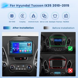 Inefala 2+64G Android 13 CarPlay Car Stereo Radio for Hyundai Tucson IX35 2010-2015, 10.1'' HD Touch Screen Compatible with Android Auto, AHD Backup Camera, GPS Navigation, WiFi, FM RDS
