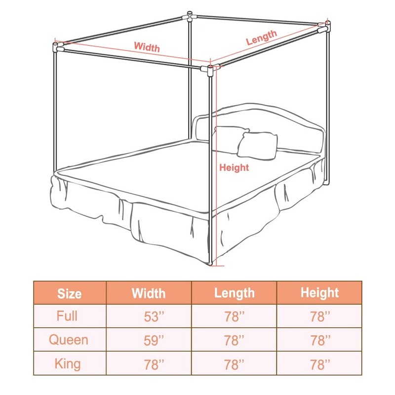 Stainless Steel Canopy Bed Frame Queen Size, Bed Post Poles