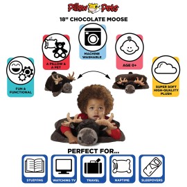 Pillow Pets Extra Cuddly Moose Pillow Pet Soft Plush Toy for Kids and Adults 18 Inches