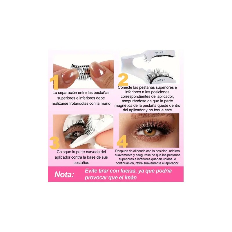Kit De Pestañas Postizas Magnéticas Reutilizables 2 Pairs
