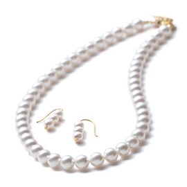 VOTRE COUTURE Pearl Necklace, Luxury Domestic Gran Premium Pearl, For Ceremonial Occasions, 0.3 inches (8 mm), White, Gray, Black, 60 cm, Brass, Pearl