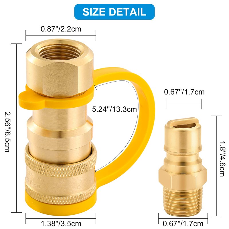 1/2" QDD LP Gas Quick Connect Fitting, Natural Propane Gas