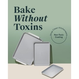 Caraway Non-Stick Ceramic Baking Sheet Trio - Naturally Slick Ceramic Coating - Non-Toxic, PTFE & PFOA Free - 18 x 13" Large, 15 x 10" Medium, & 9" x 13" Small - Gray