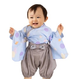 Keratta Baby Hakama Romper for Babies, Separate for Boys and Girls, 60, 70, 80, a. tiger (blue)