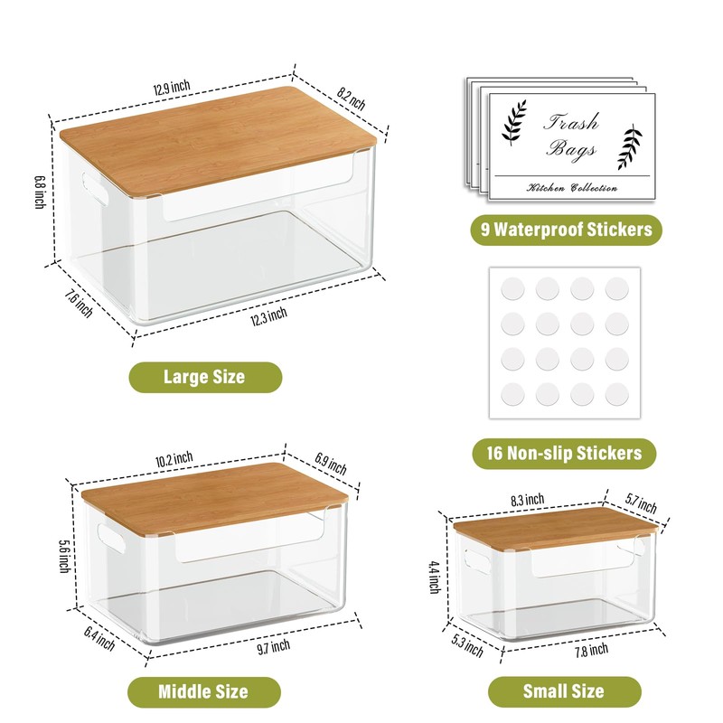 MIXISAV 3 Pack Trash Bag Holder Dispenser with Lid, Extra
