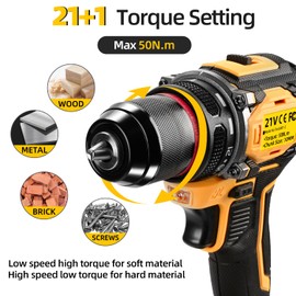 Cordless Drill Set, 21V Power Drill, Double 2000mAh Batteries Electric Drill, 2 Variable Speeds, 3/8" Keyless Chuck, 28 Piece Drill Driver Kit for Women's Garden DIY Projects (Red)