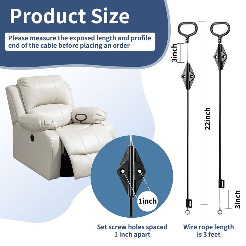 Recliner Release Pull Handle Replacement for Lazyboy, D Ring Parachute
